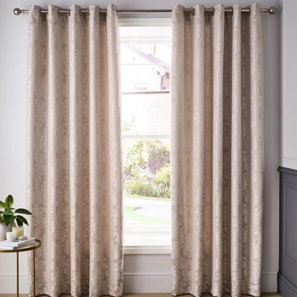 Beżowe adamaszkowe zasłony zestaw 2 szt. 229x229 cm Damask Jacquard – Catherine Lansfield