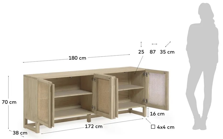 Komoda z drewna Mindi Kave Home Rexit, szer. 180 cm