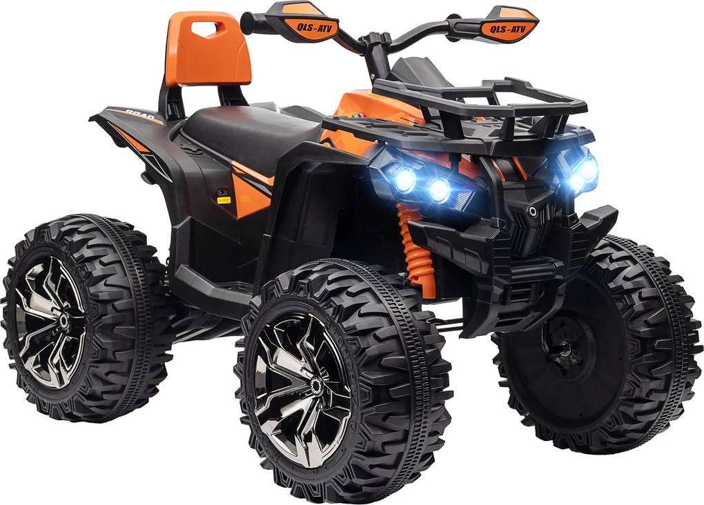 HOMCOM 12V Pojazd dla Dzieci z funkcją jazdy do przodu, do tyłu, odtwarzaczem MP3, światłem LED, 3-8 km/h, 3-5 lat, Pomarańczowy