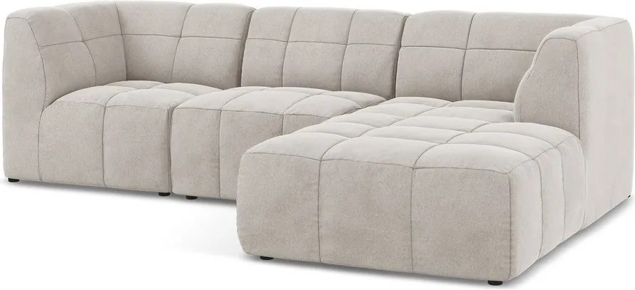 Beżowy aksamitny narożnik (prawostronny/z szezlongiem) Aloha – Makamii