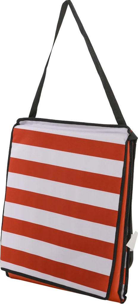 Outsunny Leżak plażowy, składany, regulowane oparcie, kieszeń na boku, miękka poduszka, stalowa rama, Czerwony, 142x51x40cm