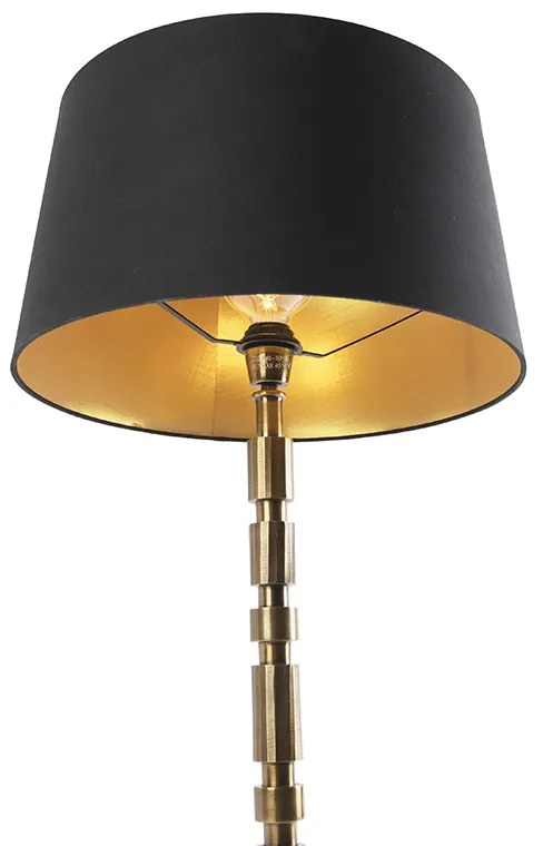 Lampa stołowa w stylu art deco brązowa z czarnym bawełnianym abażurem 45 cm - Torre ArtDeco Oswietlenie wewnetrzne