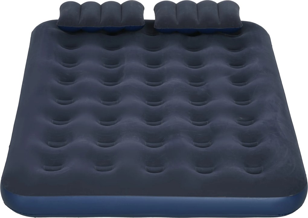 Outsunny Materac powietrzny dla 2 osób, z pompką ręczną, miękki i wytrzymały, 203x152x22cm, Niebieski