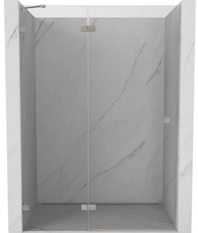 Mexen Lunar drzwi prysznicowe uchylne lewe 135 cm, transparent, nikiel szczotkowany - 834-135-000-97-00-L