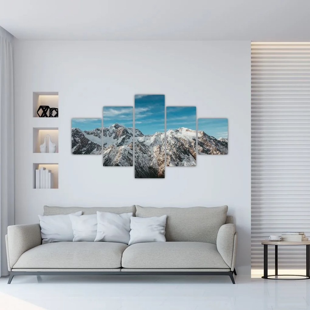 Obraz ośnieżonych szczytów, Fiordland (125x70 cm)