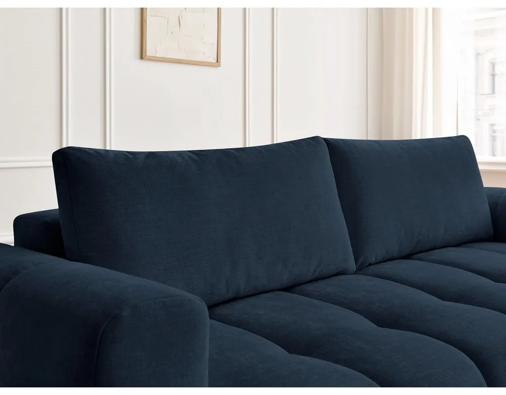 Ciemnoniebieska rozkładana/ze schowkiem sofa 251 cm Fuji – Bobochic Paris