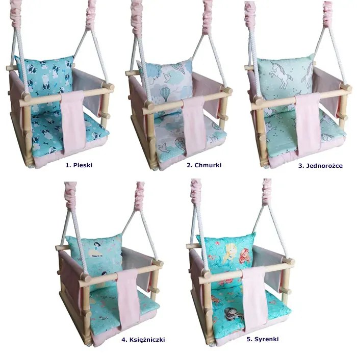 Welwetowa huśtawka dla dziewczynki 5 wzorów W4-S54