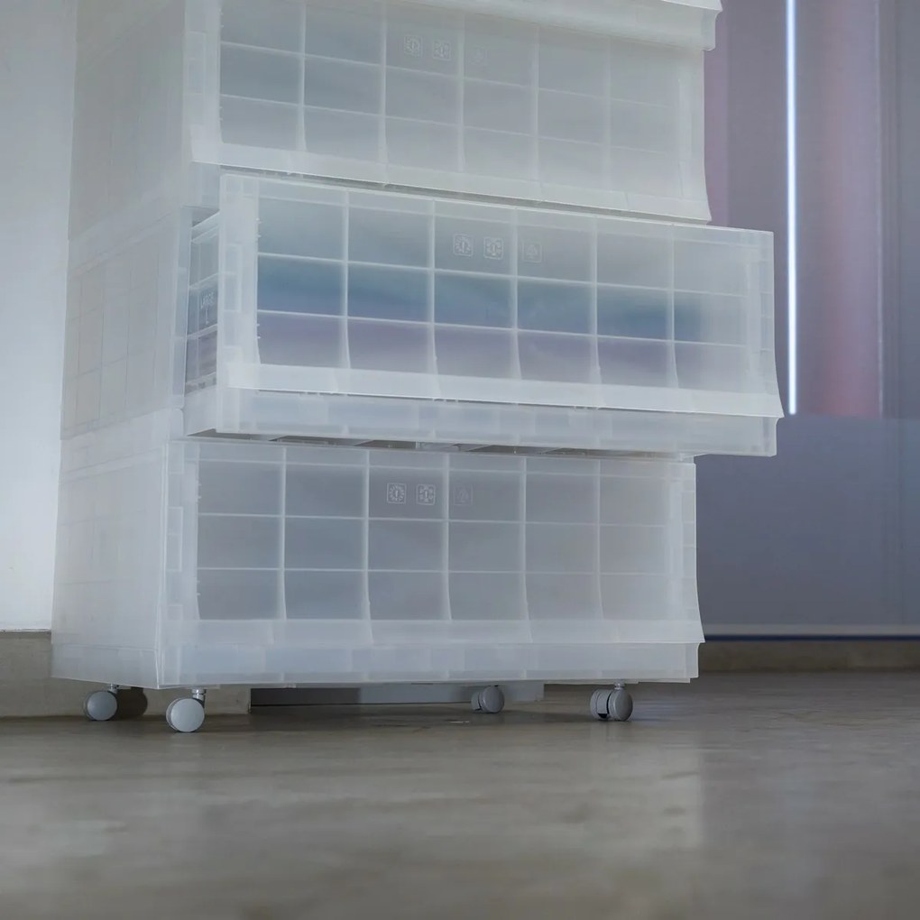 Modułowy pojemnik Wave Mist z kółkami 54,6 x 43,4 x 22 cm, szeroki - 1 szuflada - kółka