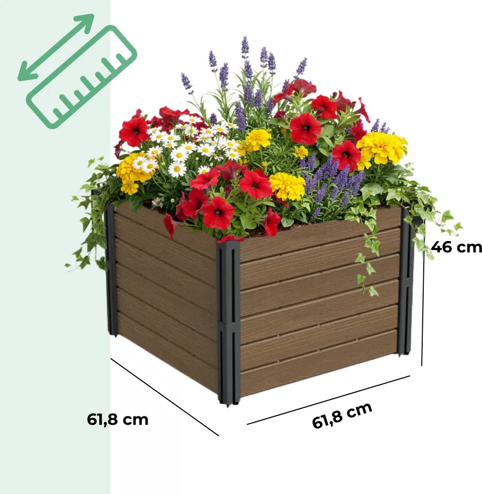 Podwyższona grządka BASE PLANT, 61x61x46cm, naturalny brązowy Prosperplast