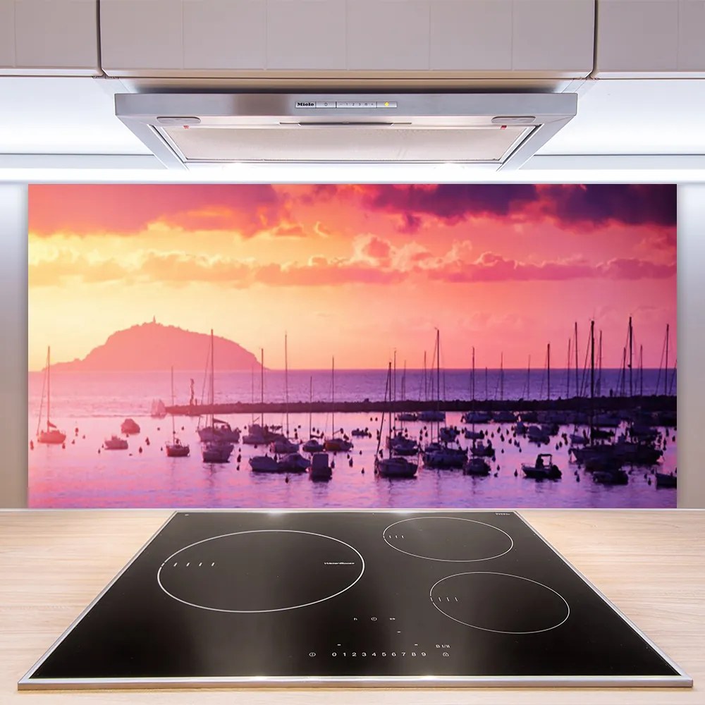 Panel Szklany do Kuchni Morski Horyzont W Błękicie