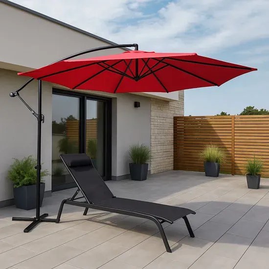 Czerwony okrągły parasol ogrodowy P7-G78