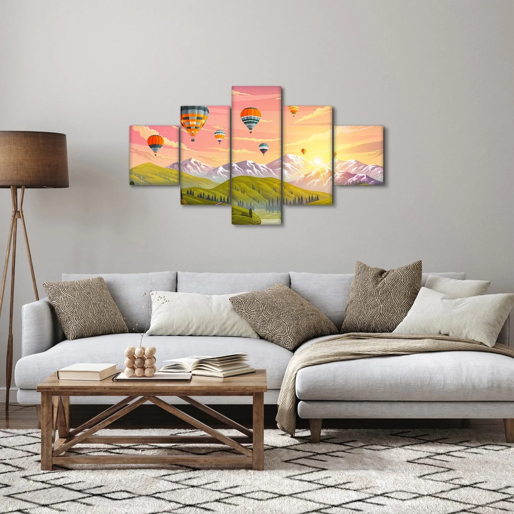 Obraz balonów nad krajobrazem (125x70 cm)
