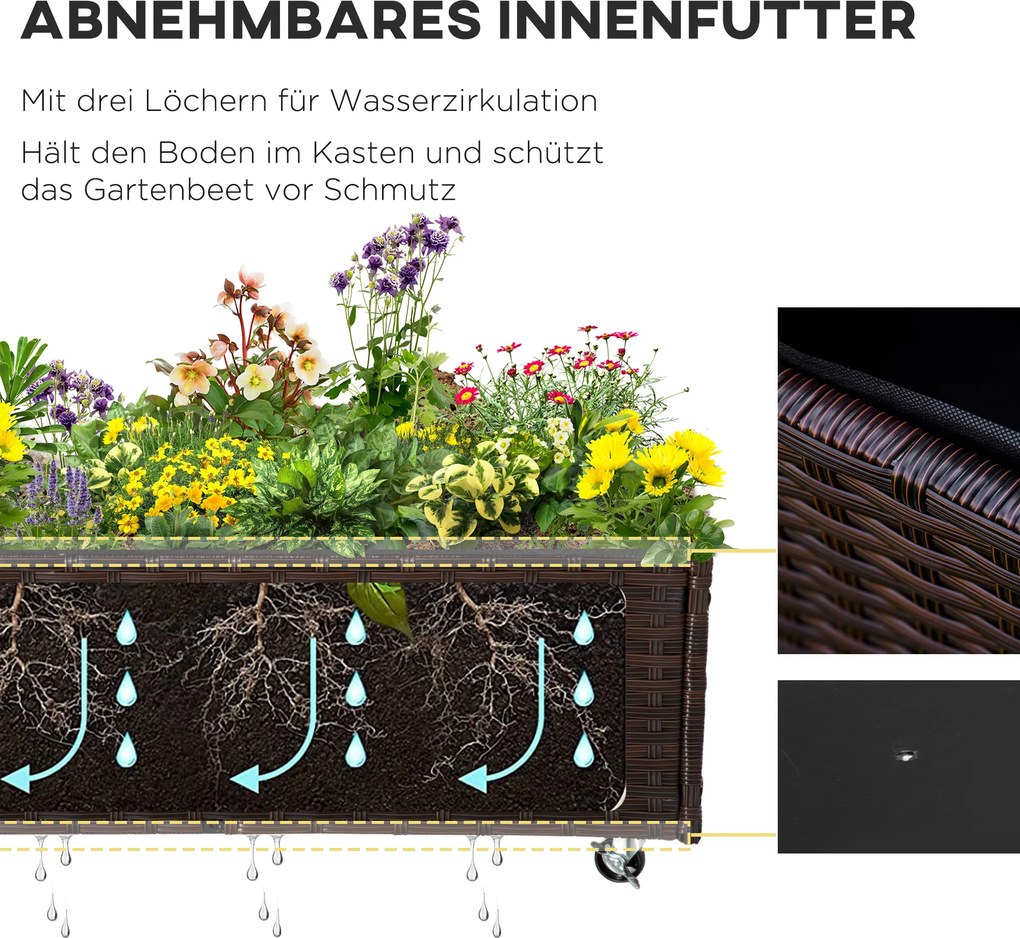 Outsunny Łóżko Podwyższone Rattanowe Kawowy Brąz 94 5x31x36cm Idealne do Ogrodu | Aosom PL