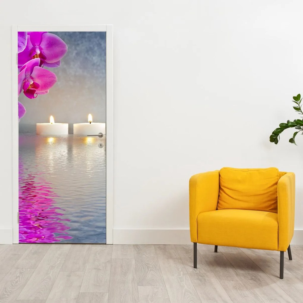 Fototapeta na drzwi - Świece na wodzie (95x205cm)