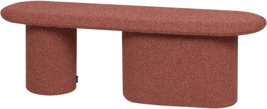 Ceglasta tapicerowana ławka z materiału bouclé Rull – noo.ma