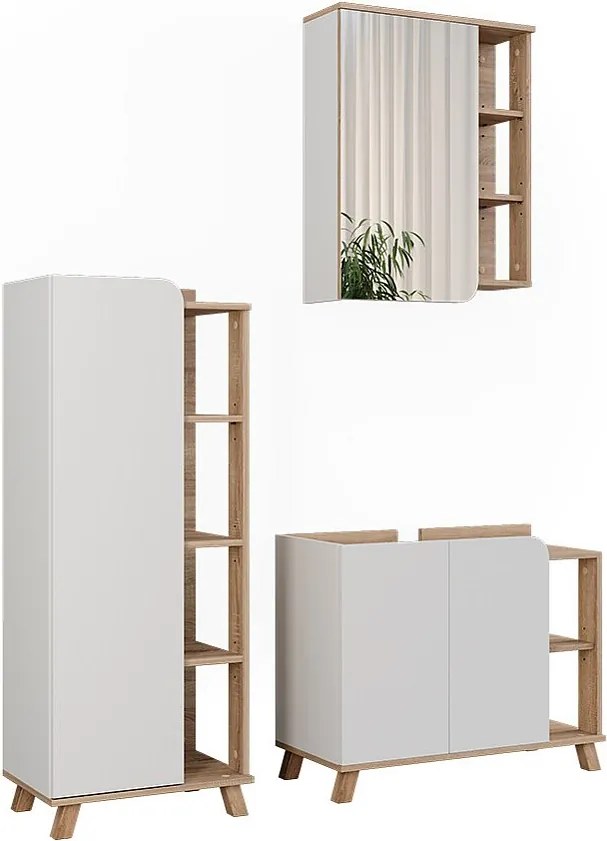 Zestaw mebli łazienkowych sonoma/biały 80x35x65 karen