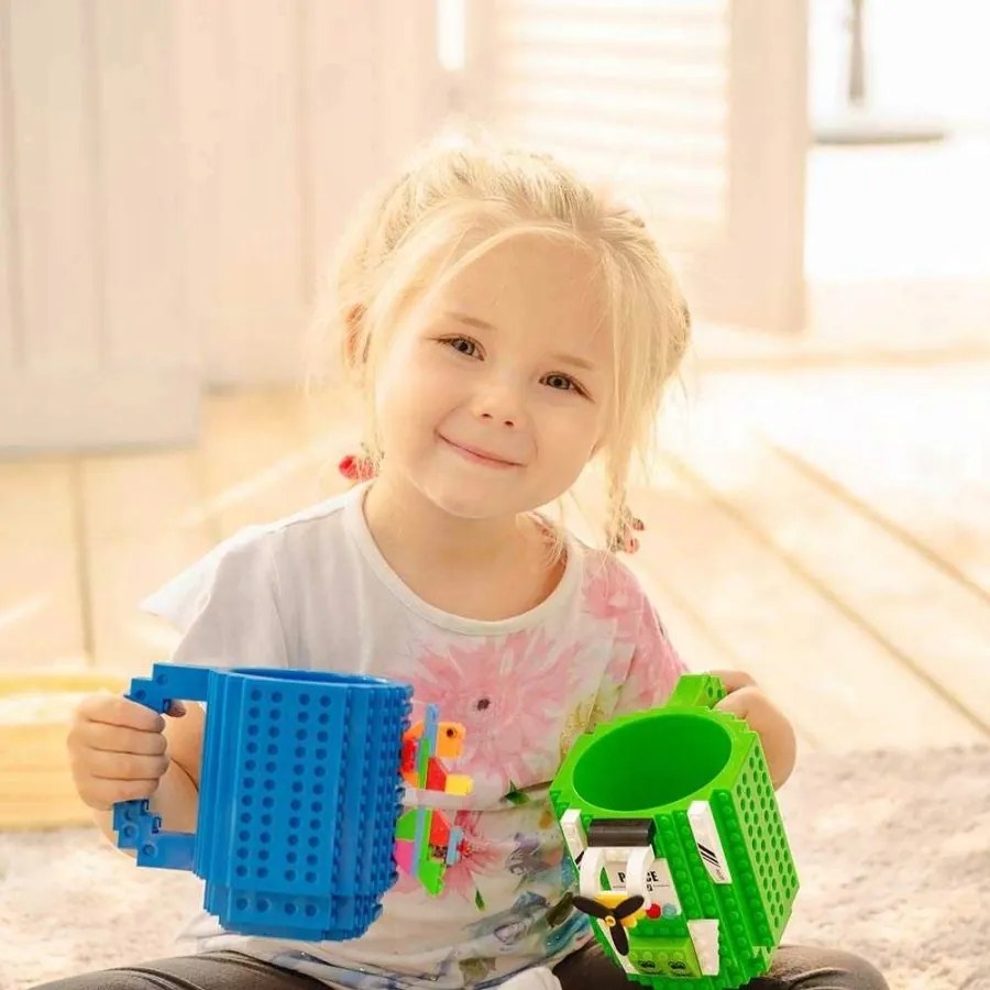 KUBEK KLOCKOWY DUŻY 350ML + KLOCKOWY CYFROWY ZEGAREK DLA DZIECKA REGULOWANY