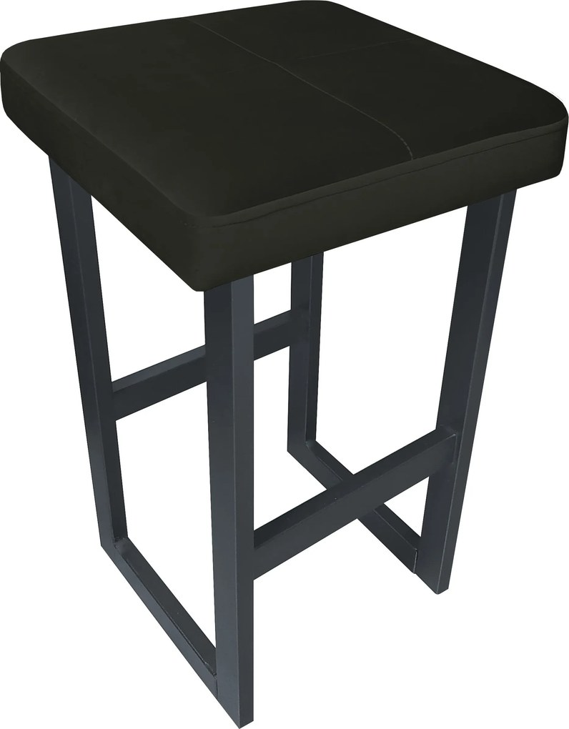 Hoker ALEX krzesło barowe tkanina Welur podstawa metalowa : Kolor Stelaża - Grafit, Kolor tkaniny - VELVET - MG19, Wysokość - 75 cm