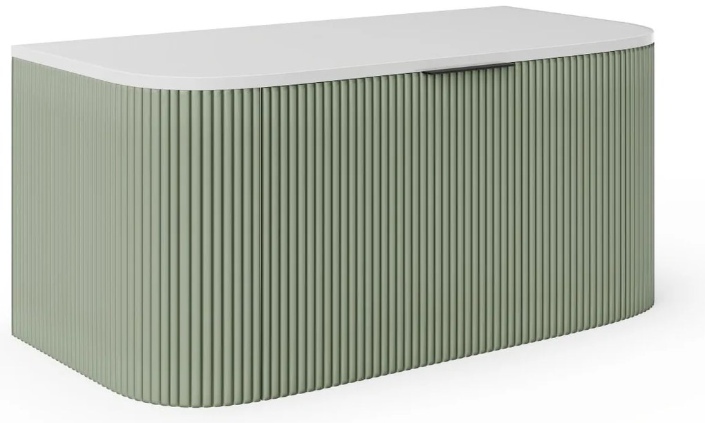 Szafka pod umywalkę wisząca ryflowana - Zielony mat - 100 cm - LOMERI