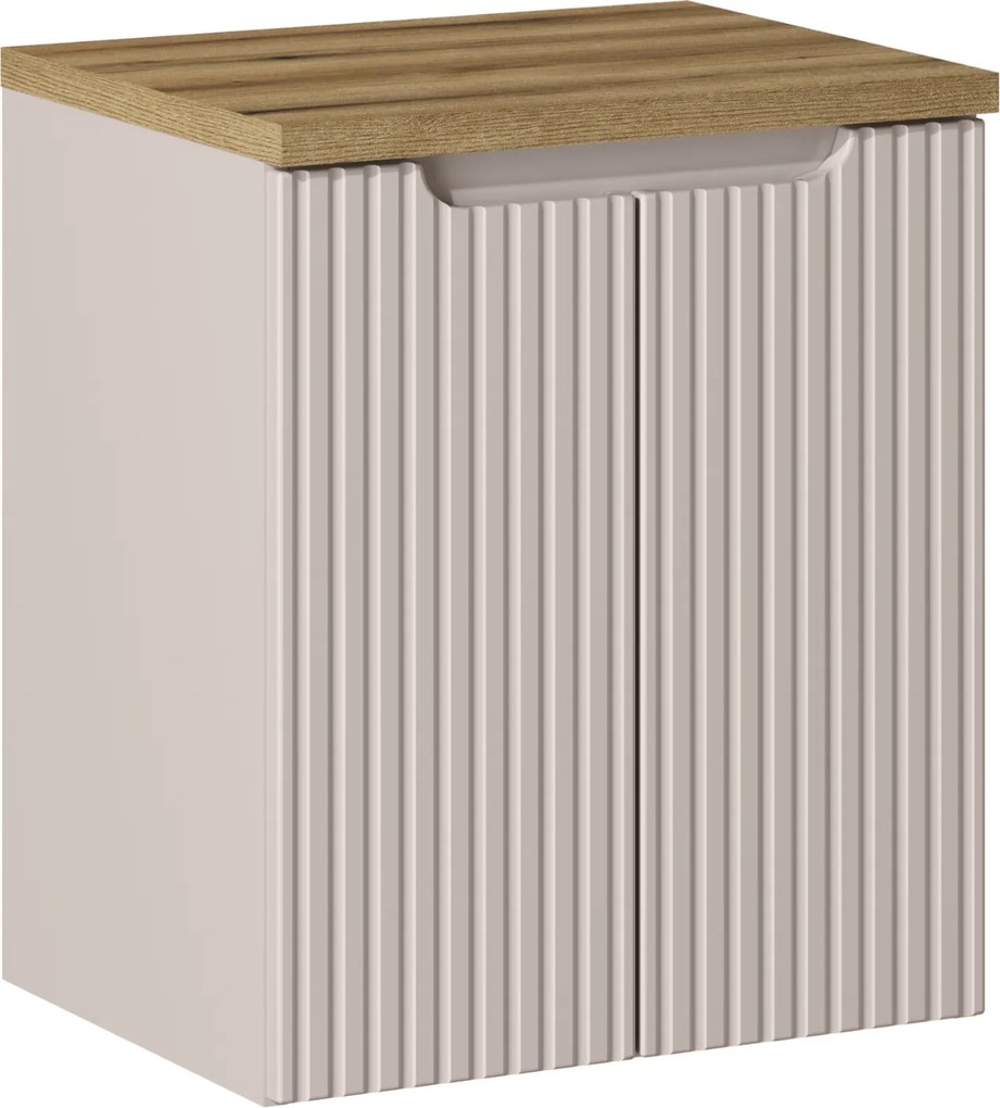 Szafka umywalkowa 2-drzwiowa Nova 50 cm z blatem, kaszmir mat/dąb coast evoke