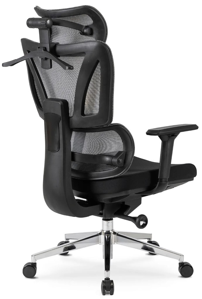 Fotel Biurowy Ergonomiczny Obrotowy z Podnóżkiem DELSIN Czarny
