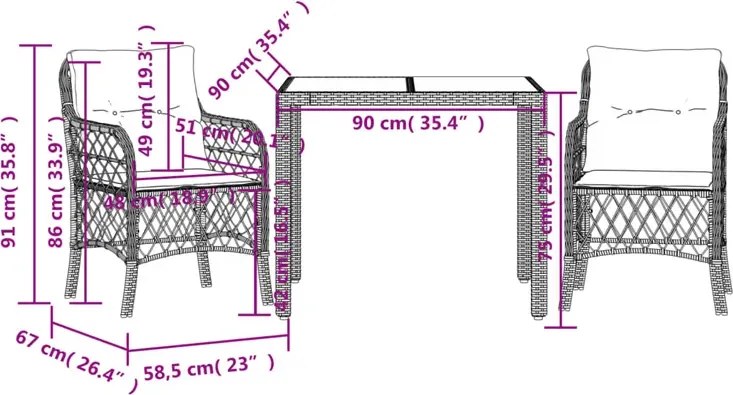 Czarny zestaw ogrodowy z kremowymi poduszkami H0-K66