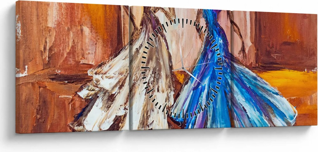 Obraz - tancerz, obraz olejny (z zegarem) (90x30 cm)