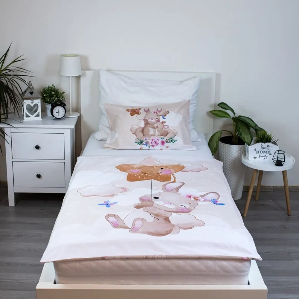 Żółta bawełniana pościel dziecięca do łóżeczka 100x135 cm Bunny "Star" – Jerry Fabrics