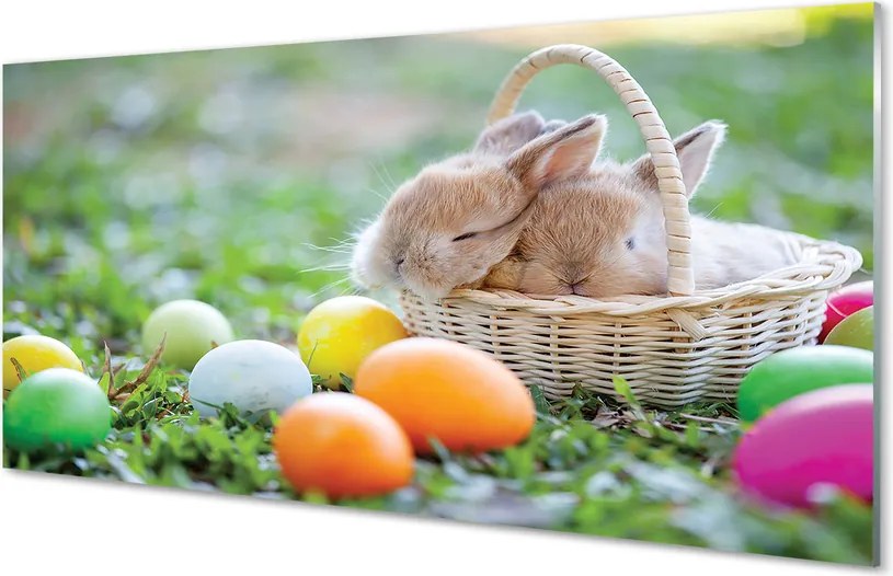 Szkło do Kuchni na Ścianę Wielkanocne Zające i Jajka