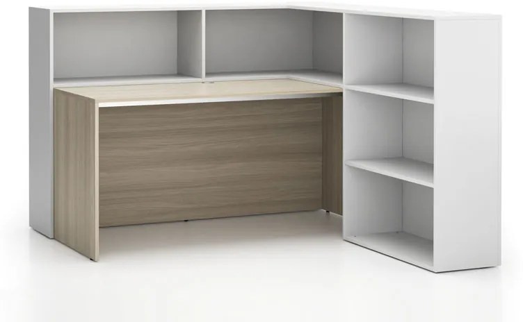 Zestaw biurowy narożny SEGMENT, prawy, dąb naturalny/biały