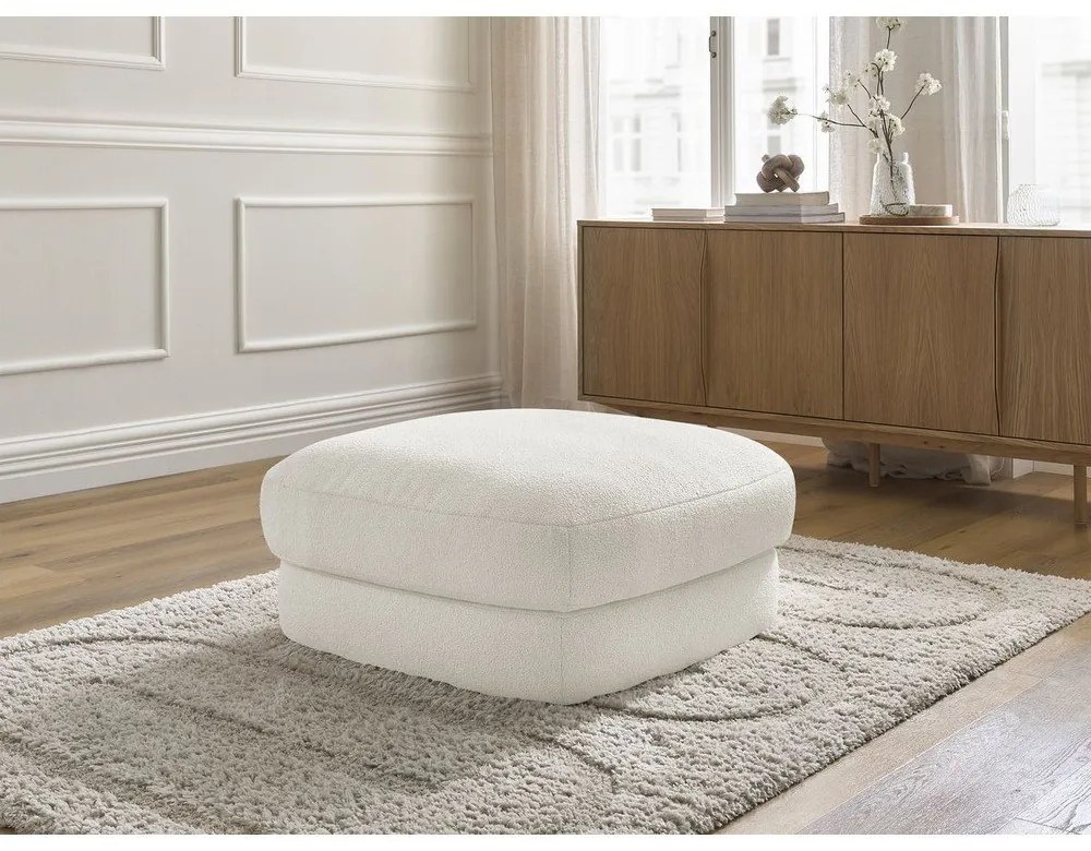 Biały podnóżek z materiału bouclé Leonore – Bobochic Paris