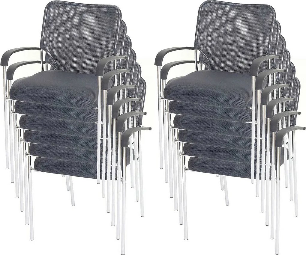 Krzesło dla gości Tucson (zestaw 12 sztuk),  siedzisko szare, oparcie szare