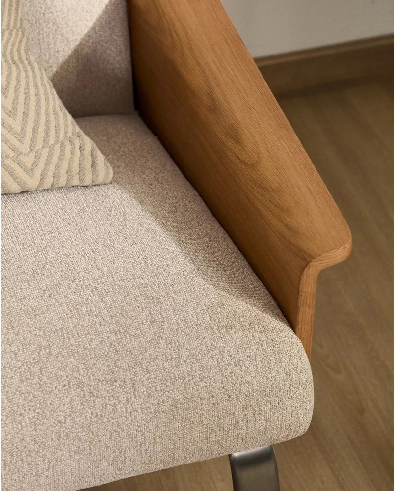 Beżowa sofa z tkaniny szenilowej 205 cm Amsen – Kave Home