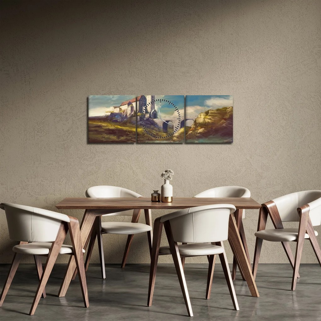 Obraz - Średniowieczny zamek (z zegarem) (90x30 cm)