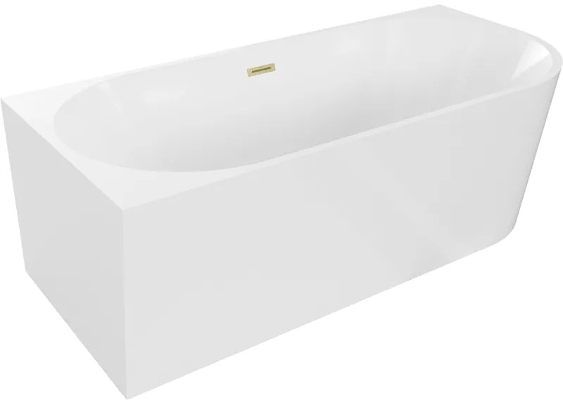 Mexen Mia wanna wolnostojąca narożna lewa 150 x 75 cm, biała, przelew złoty szczotkowany - 52691507500L-55