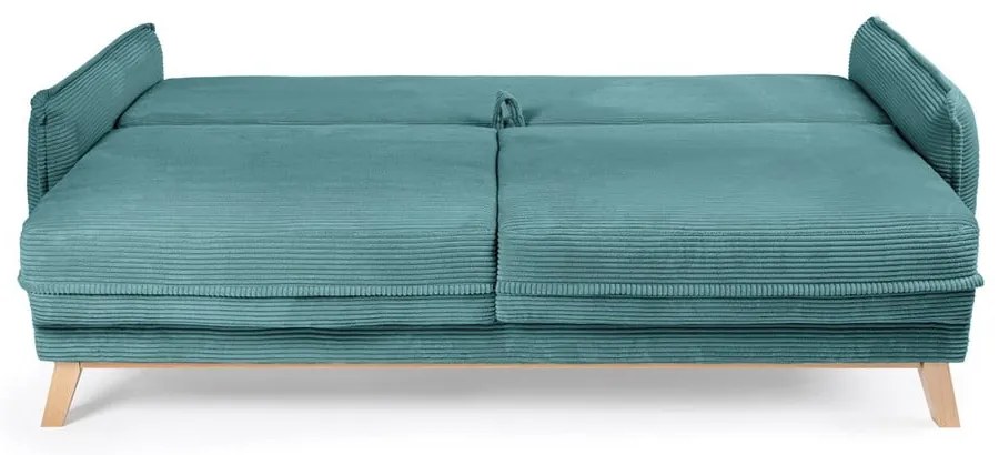 Turkusowa sztruksowa rozkładana sofa 218 cm Tori – Bonami Selection