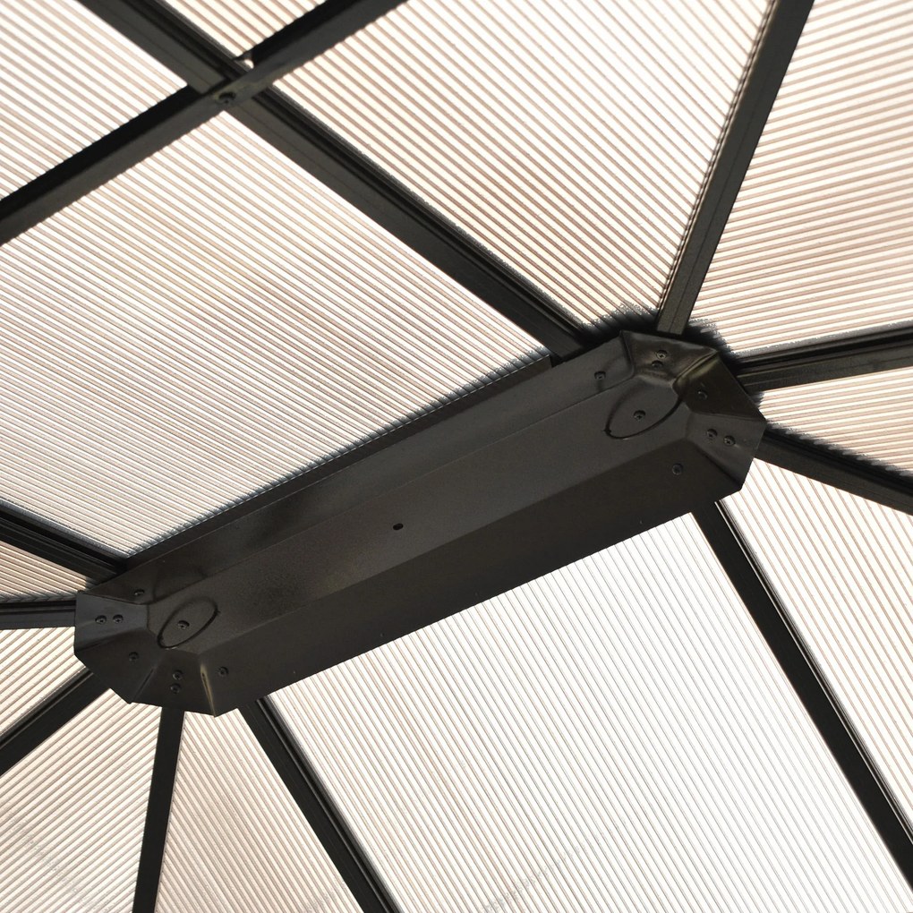 Outsunny Pawilon ogrodowy hardtop 4 2x3 6 m z zasłonami i moskitierą aluminiowa konstrukcja brąz kremowy | Aosom PL