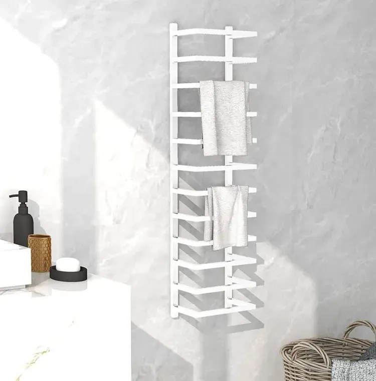 Biała industrialna drabinka na ręczniki - Koria 4X