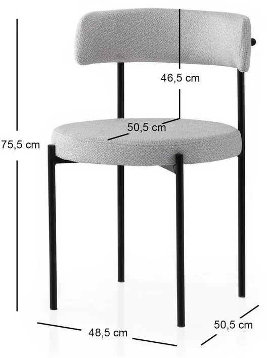 Zestaw krzeseł do jadalni Gini Light Grey andBlack, 2 szt.