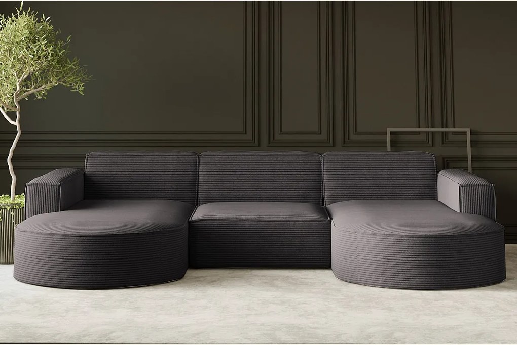 Narożnik Parma Studio U, do salonu, tkanina Poso, grafitowy (22)