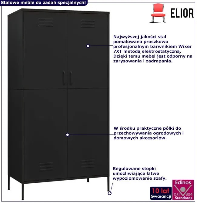 Czarna metalowa szafa do garażu D5-Z44