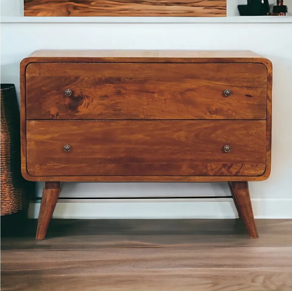 Artisan Furniture Komoda z litego drewna, 2 szuflady, ciemny brąz