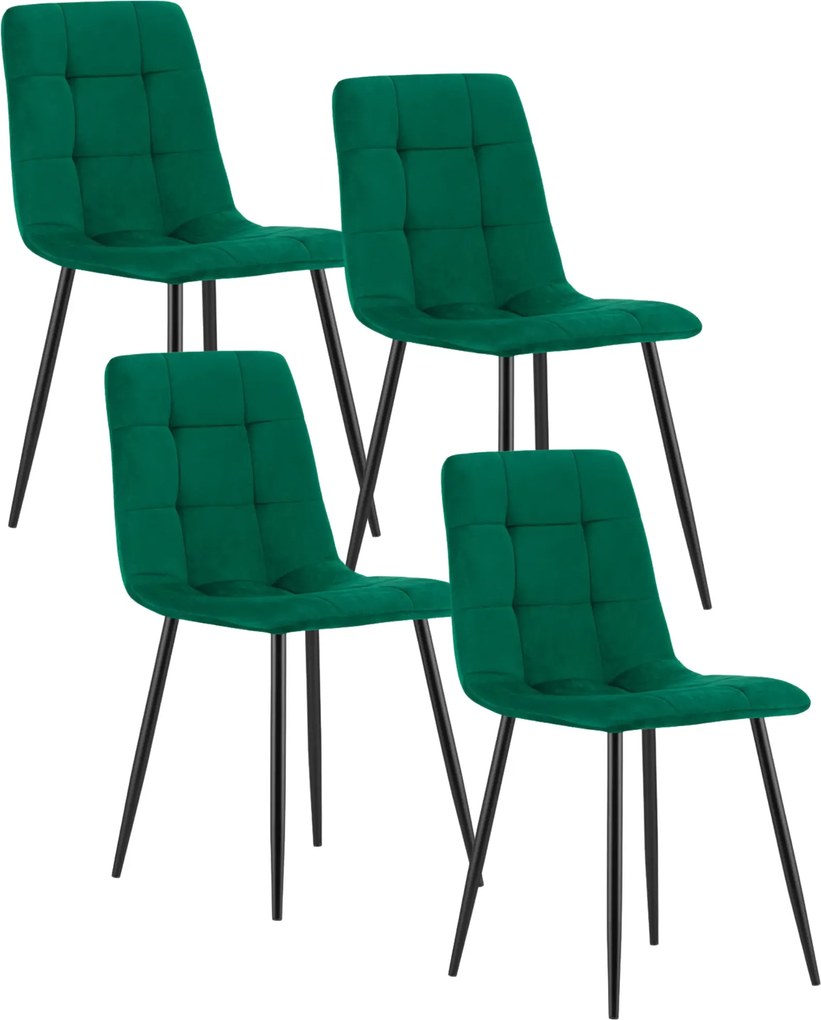 Komplet 4 szt ciemnozielonych krzeseł pikowanych P8-D39