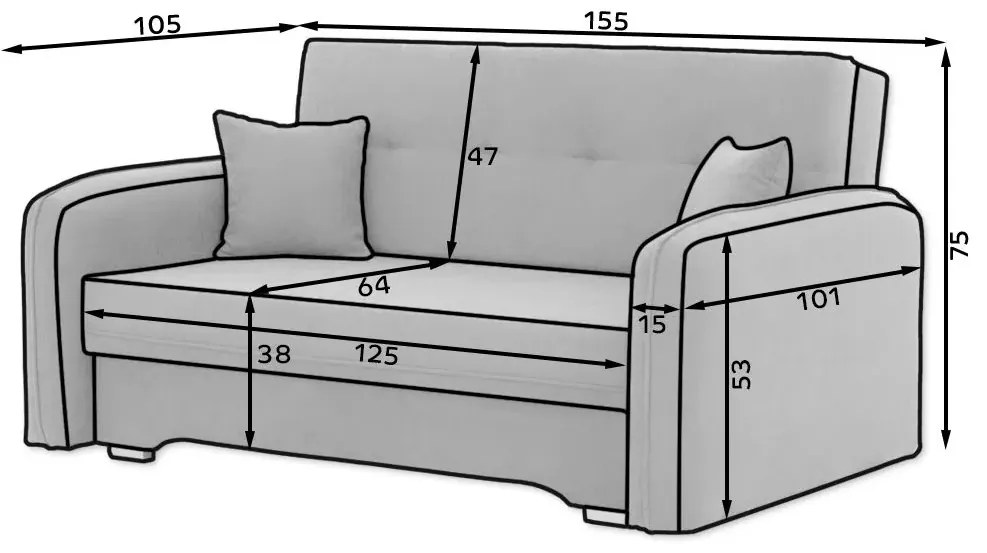 Sofa rozkładana z funkcją spania LAINE jasnoszara ELTAP