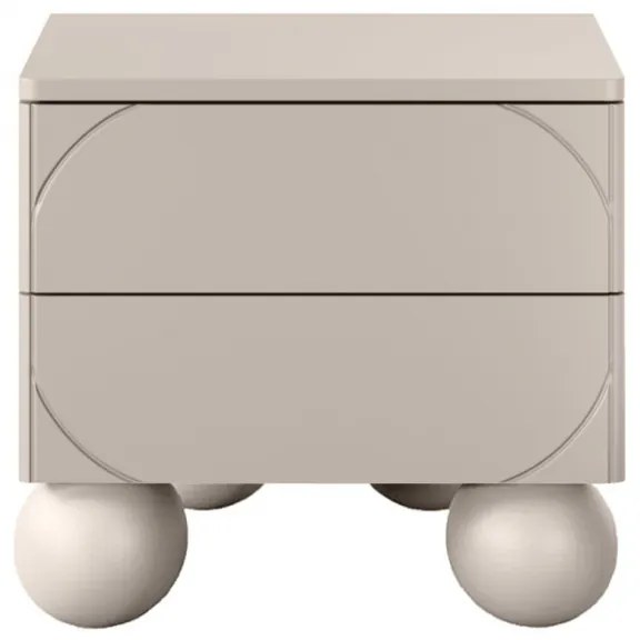 Szafka nocna z dwoma szufladami Sonatia II na nogach kulach 45 cm - kaszmir