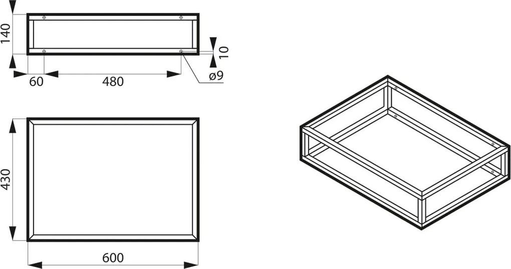 Uniwersalna konsola półka pod umywalkę lub blat 60 cm biała SINGUR