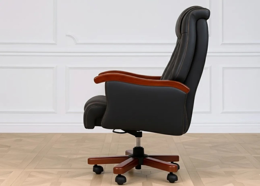 Stylowy skórzany fotel gabinetowy Prestige. Klasyczny fotel do biura. Ekskluzywny design i wysoka jakość. Meble gabinetowe do kancelarii.