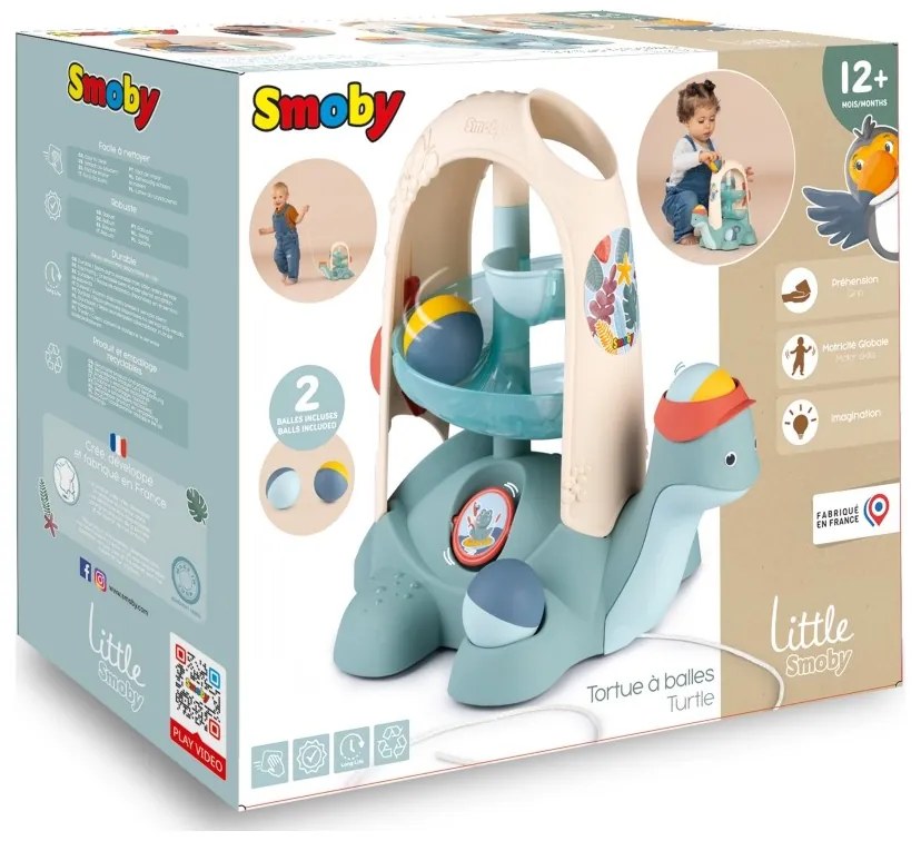Smoby little żółw do ciągnięcia ze zjeżdżalnią dla piłeczek 12m+