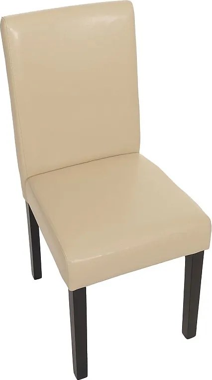 Krzesło do jadalni Littau (zestaw 2 sztuk),  skóra, kremowy, ciemne nogi