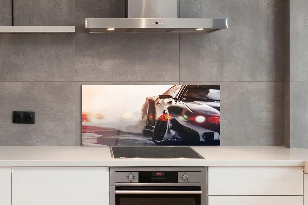 Panel szklany do Kuchni Luksusowe Czarne Auto